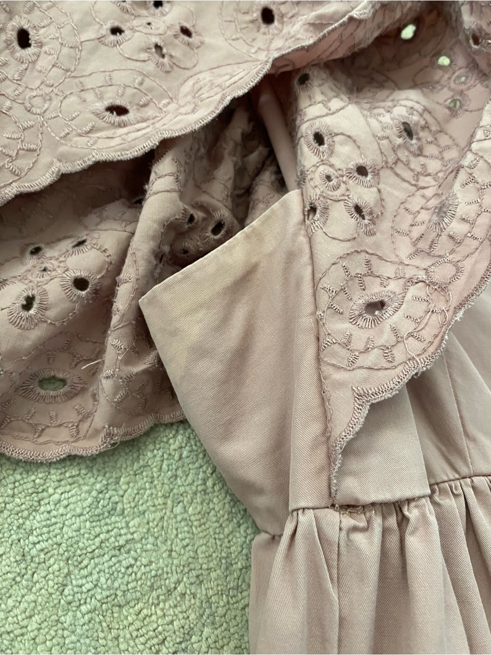 En Saison Barnette Maxi Dress Dusty Rose Mauve Cotton Eyelet Open Back Pockets - Picture 8 of 16